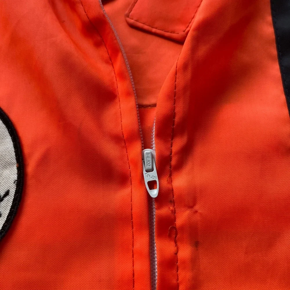 Vintage 70s Dodge Scat Pack Racing Jacket Orange Black Stripe Mopar Medium